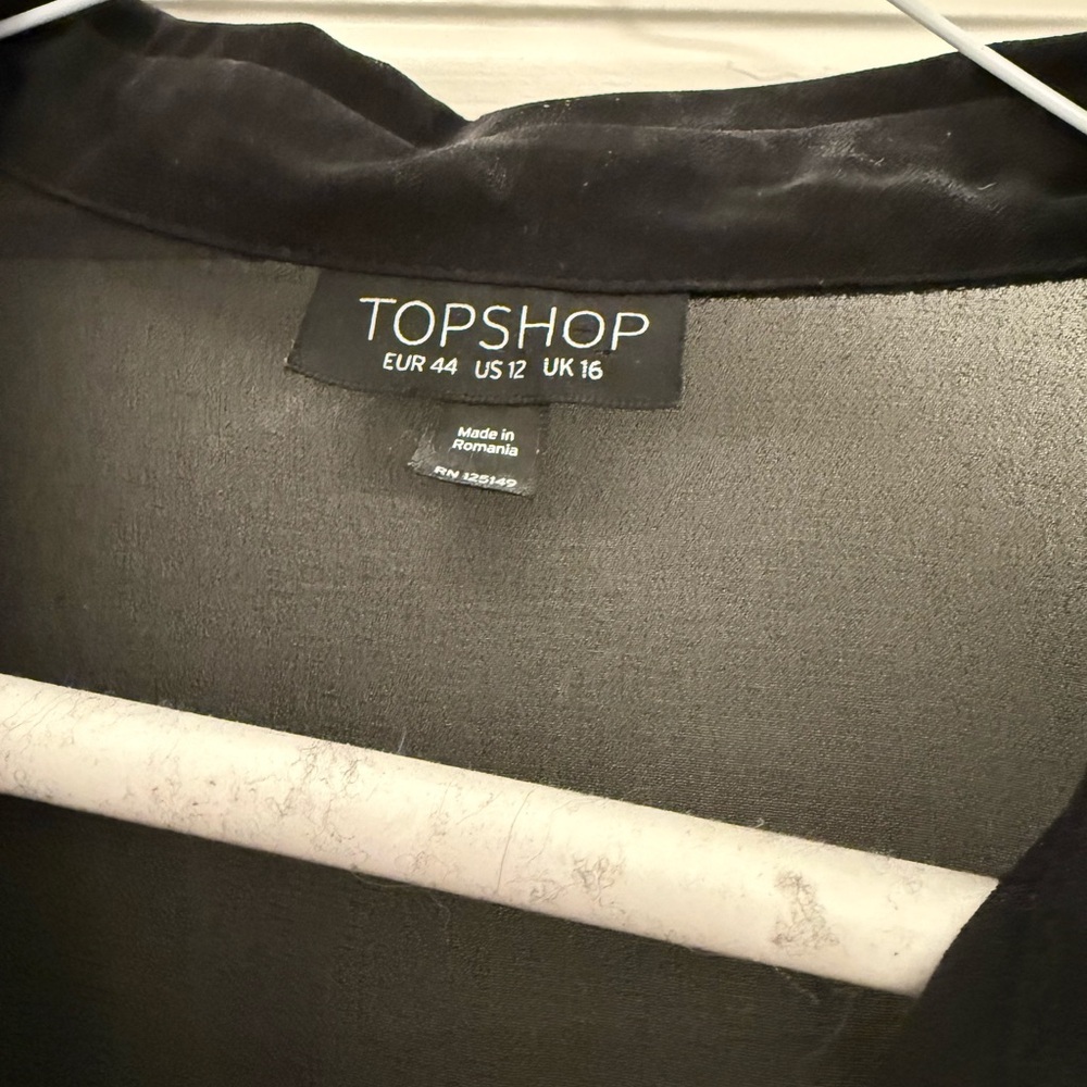 Topshop Black Sheer Casual Button-Down Shirt - Picture 2 of 5